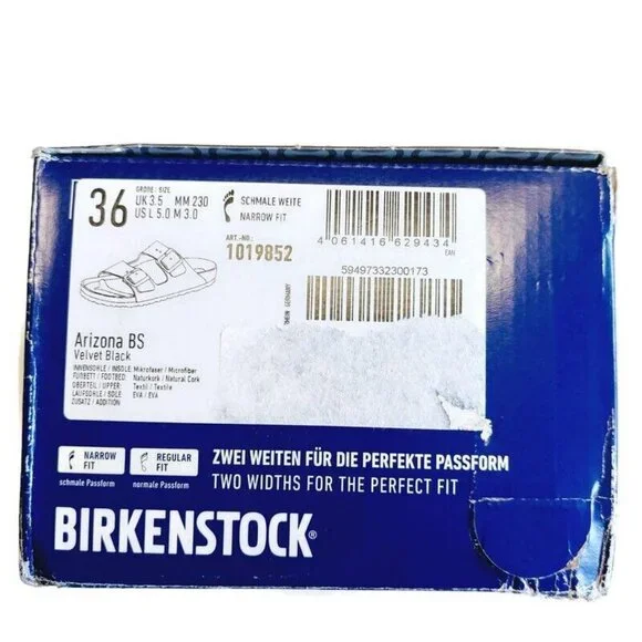 Birkenstock Womens Sz 5-5.5 Arizona BS Sandals EU 36 NARROW Fit Velvet Black - Picture 9 of 10